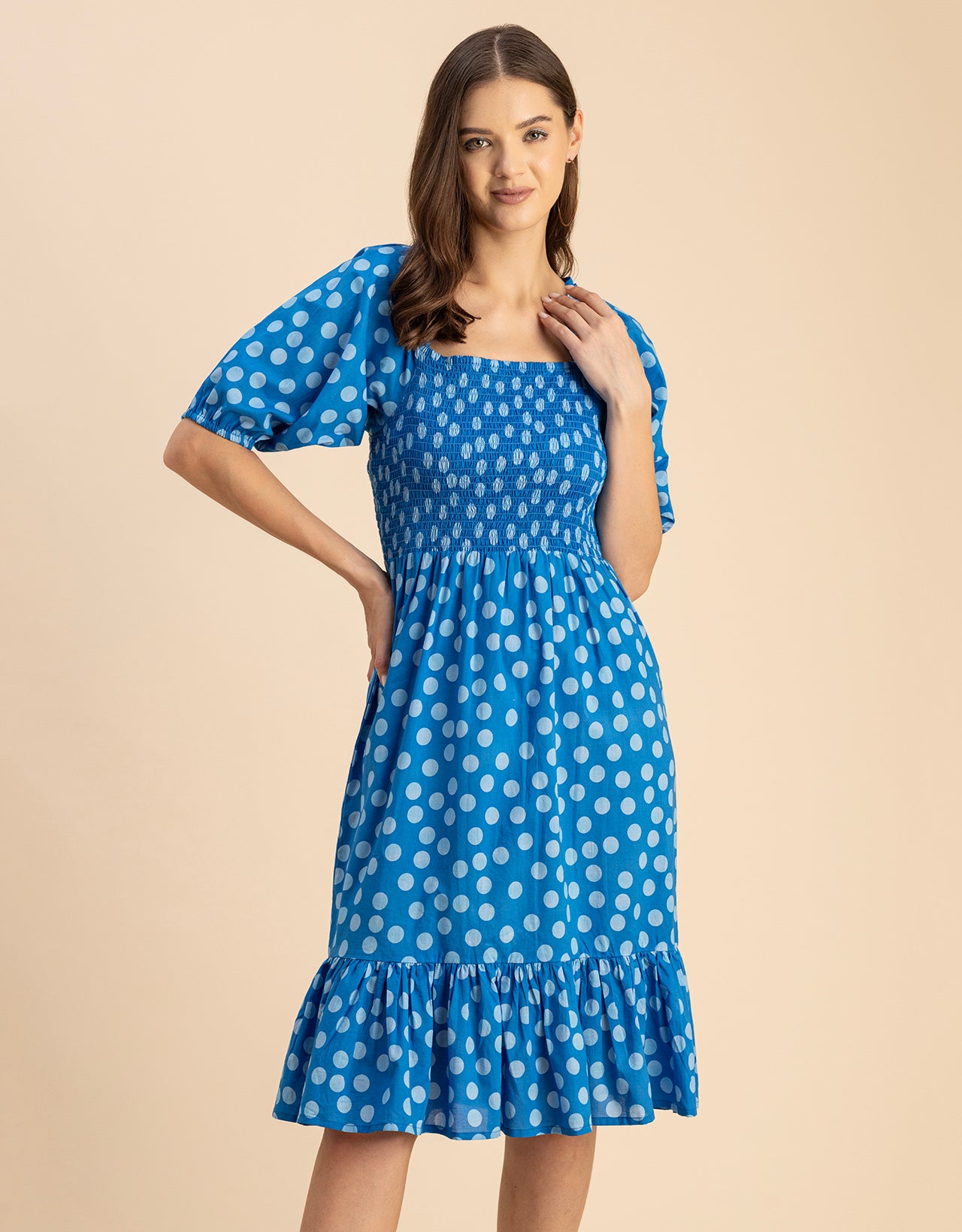 Printed Cotton Fit And Flare Dress Cute Casual Dress Moomaya